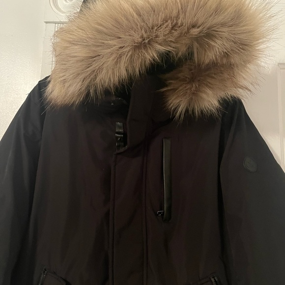 Men’s Calvin Klein Black Fur Hooded Jacket - Picture 2 of 5